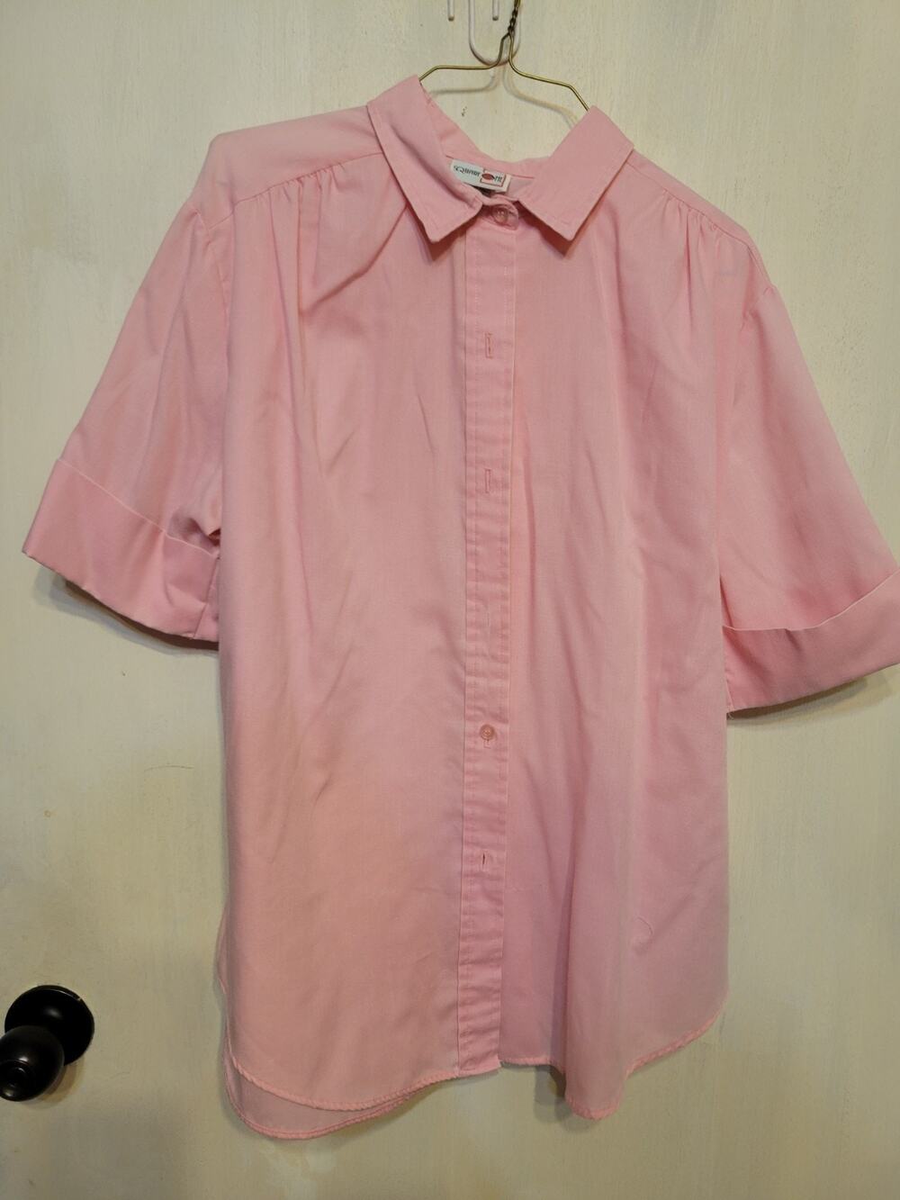 Ladies Square One Size 14 PINK Button DOWN TOP Shirt RETRO